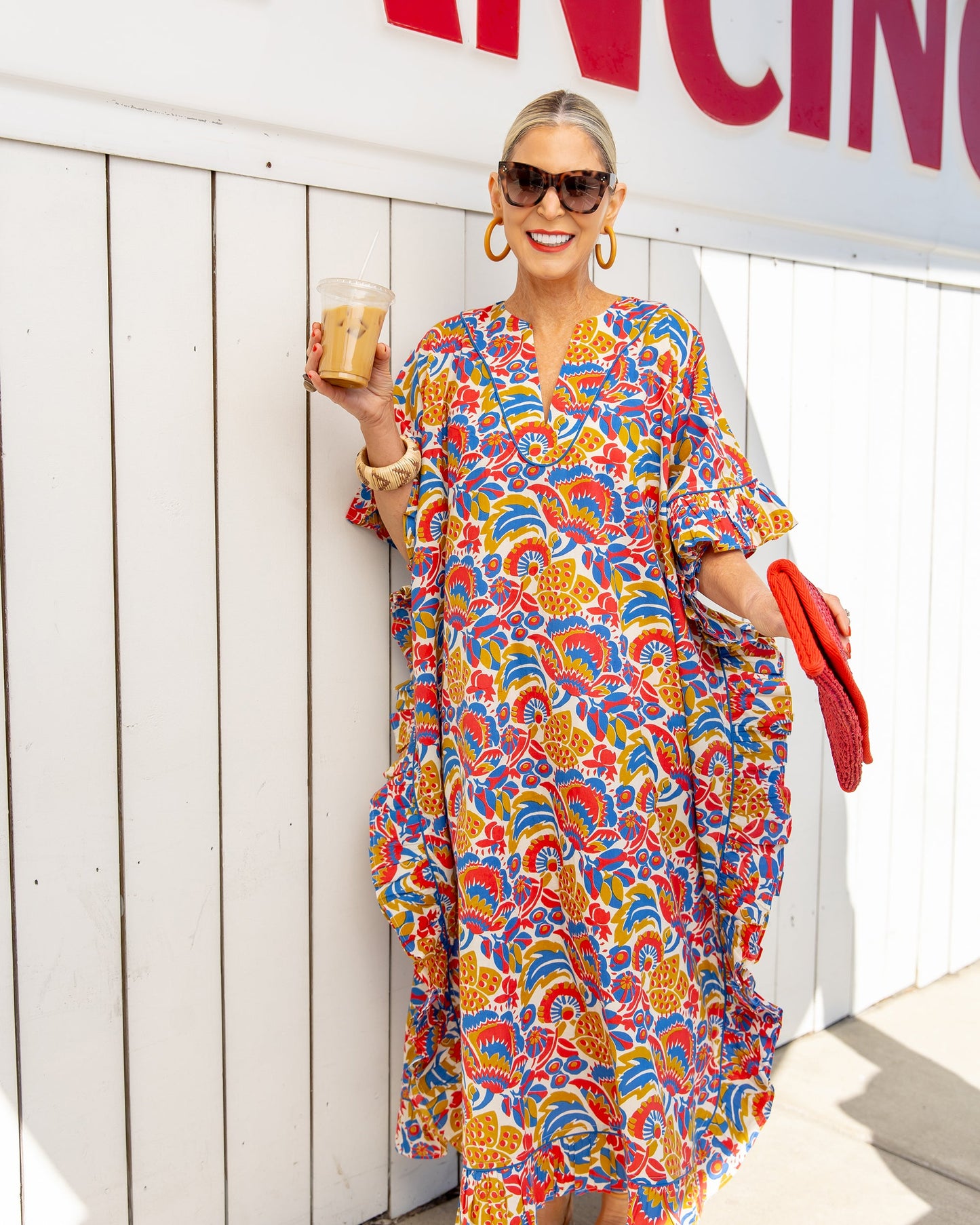 PF + Pencil & Paper Co. Bahama Blooms - Harbor Caftan - Blue & Red