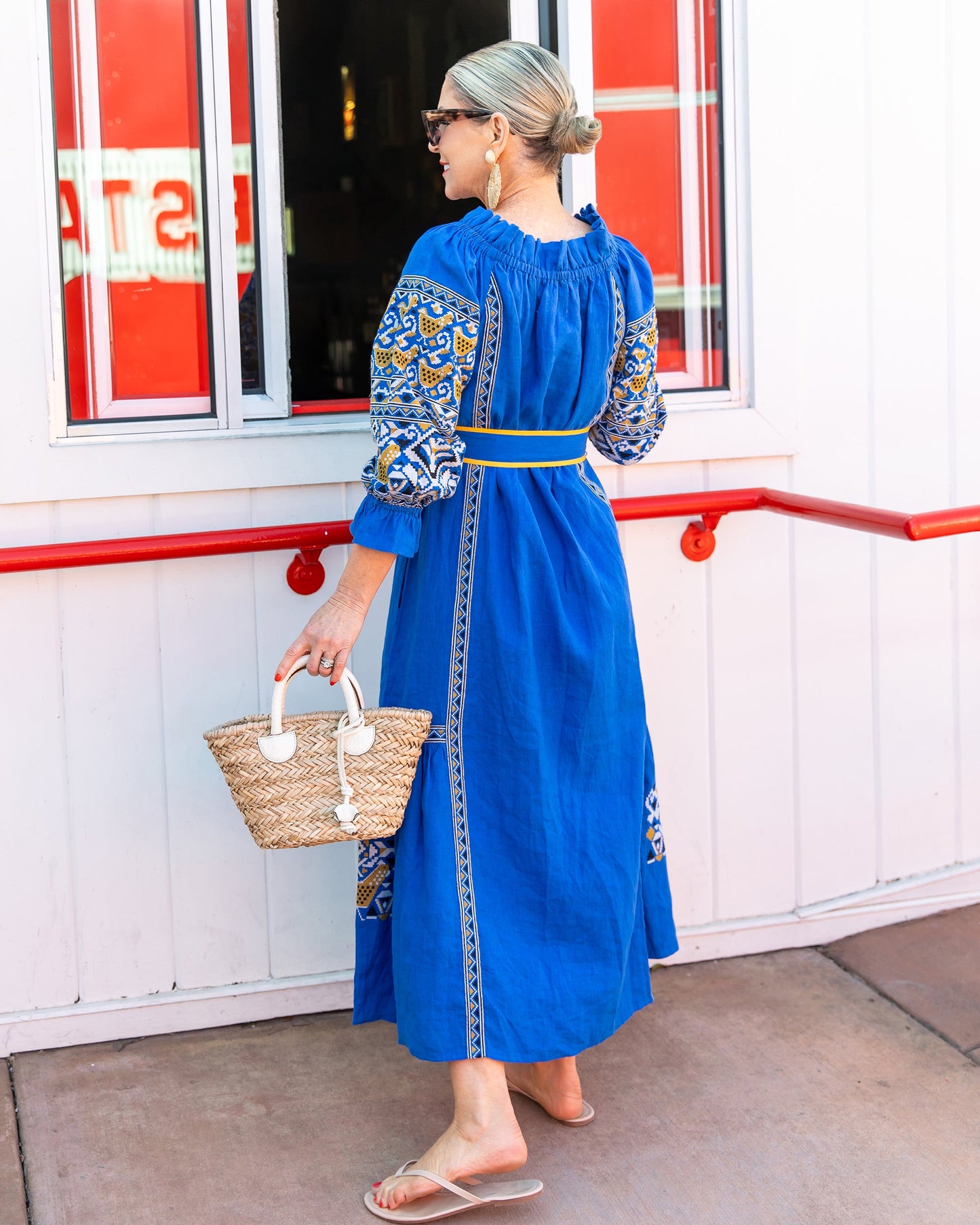 PF + Pencil & Paper Co. Embroidered Hens - Lillian Dress - Cobalt