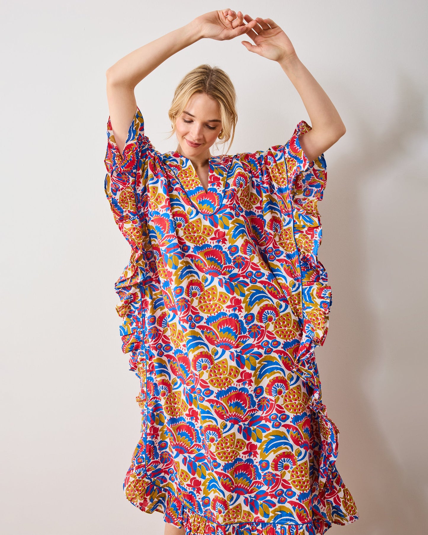 PF + Pencil & Paper Co. Bahama Blooms - Harbor Caftan - Blue & Red