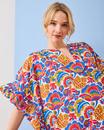 PF + Pencil & Paper Co. Bahama Blooms - Harbor Caftan - Blue & Red
