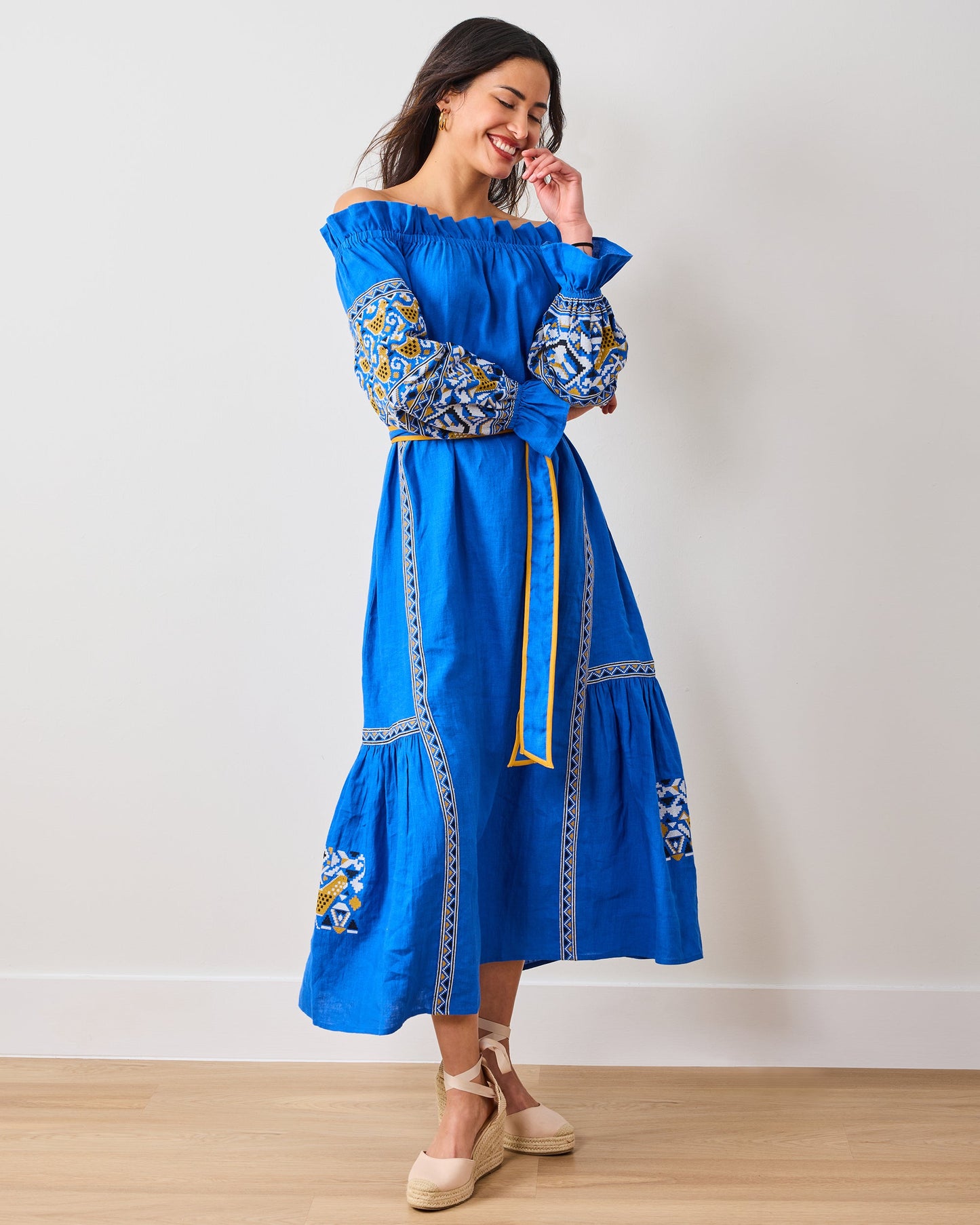 PF + Pencil & Paper Co. Embroidered Hens - Lillian Dress - Cobalt