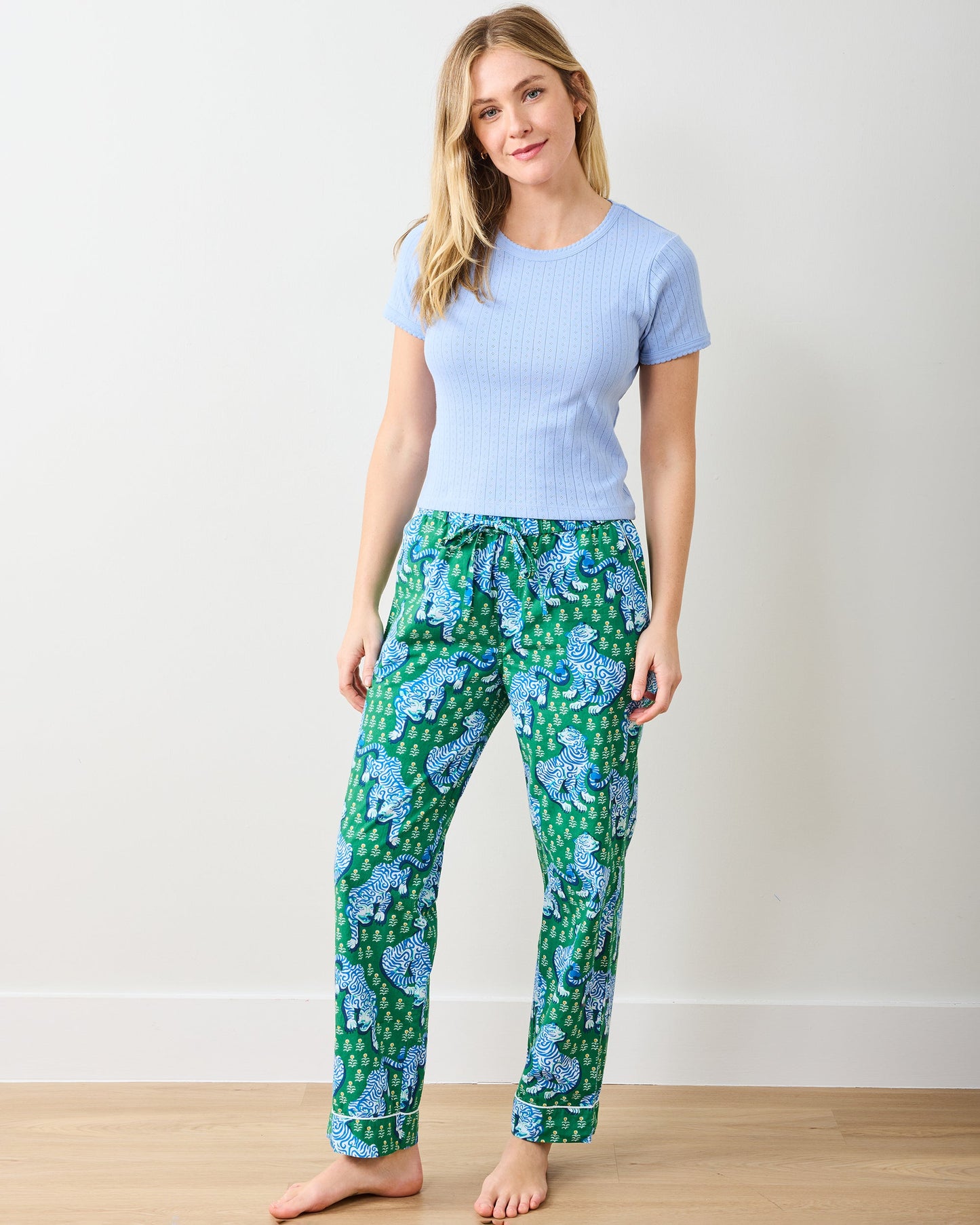 Pointelle Short Sleeve Tee - Misty Blue