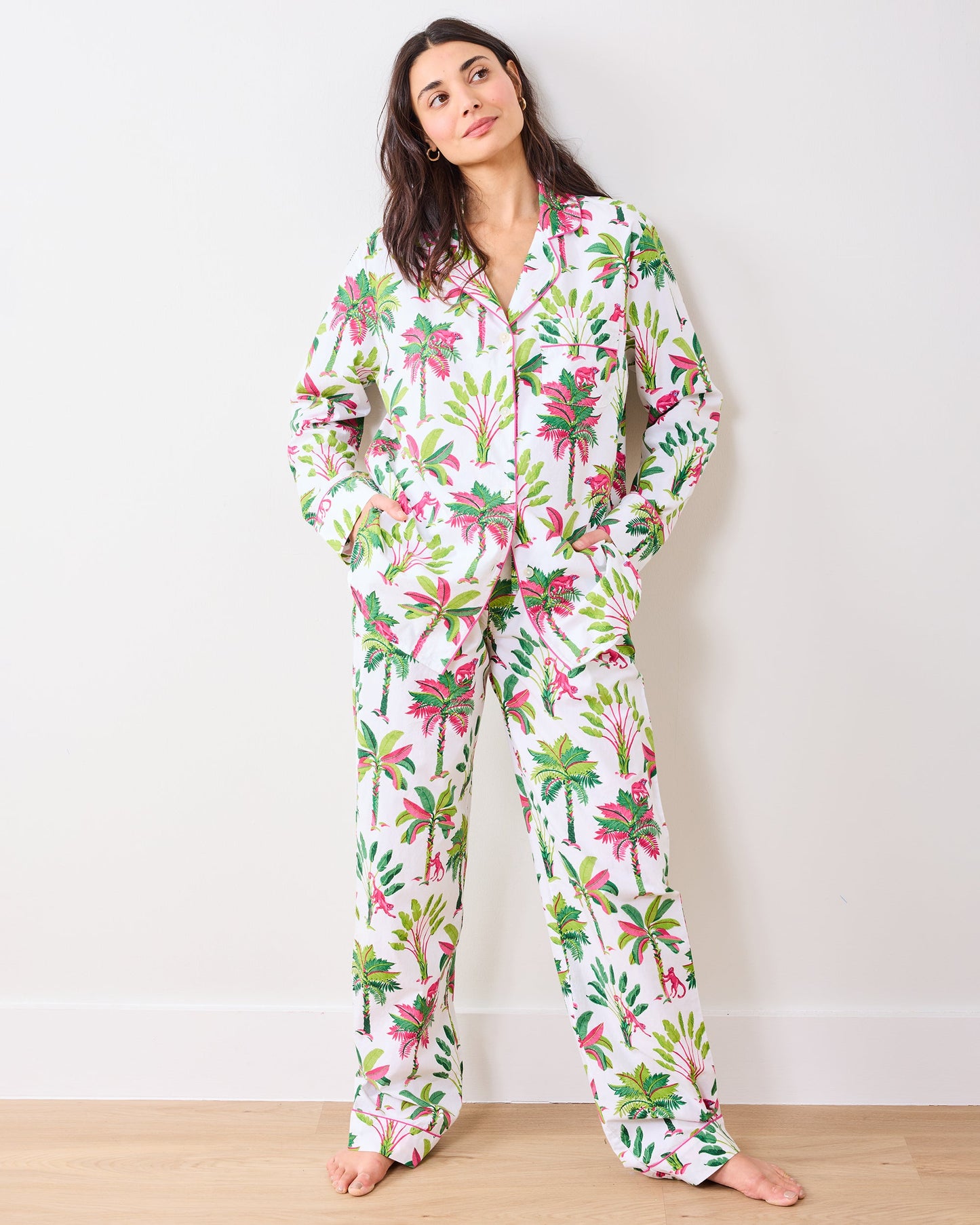 Royal Palms - Tall Long PJ Set - Pink Basil
