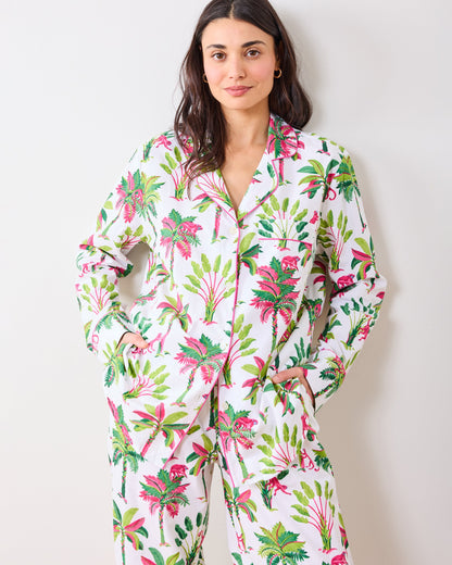 Royal Palms - Petite Long PJ Set - Pink Basil