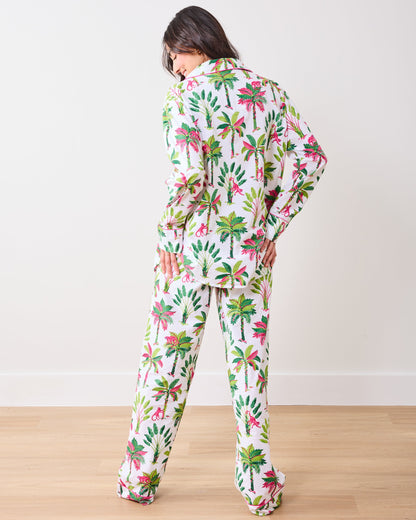 Royal Palms - Petite Long PJ Set - Pink Basil