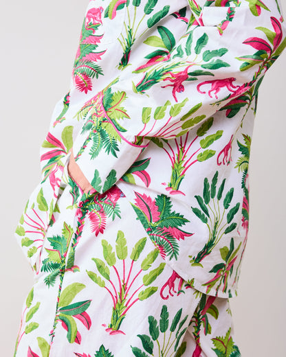 Royal Palms - Tall Long PJ Set - Pink Basil