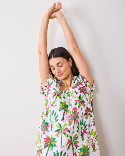 Royal Palms - Pintuck Nightgown - Pink Basil
