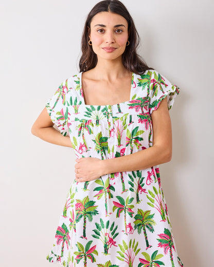 Royal Palms - Pintuck Nightgown - Pink Basil