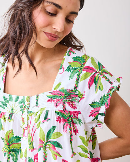 Royal Palms - Pintuck Nightgown - Pink Basil