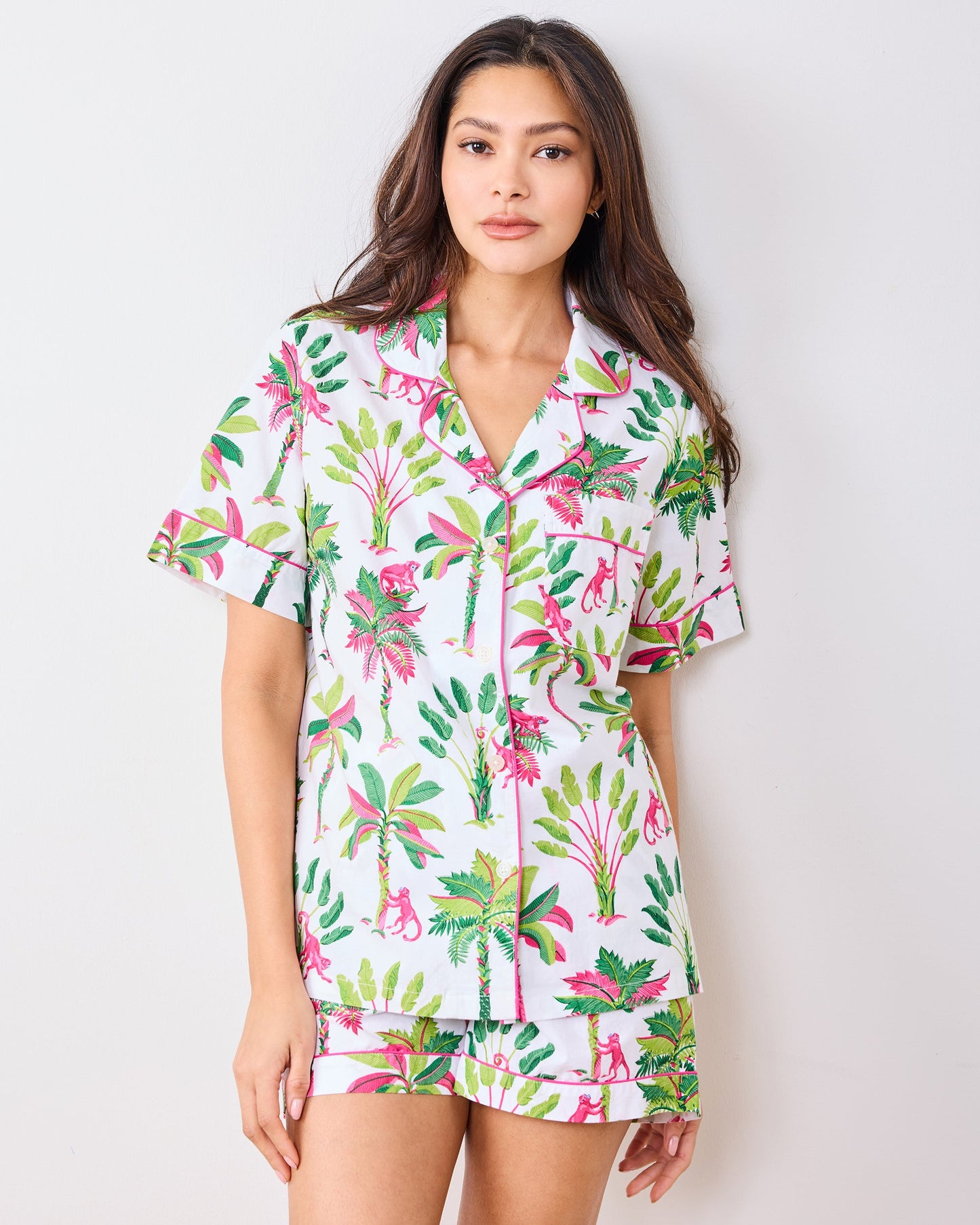 Royal Palms - Short PJ Set - Pink Basil
