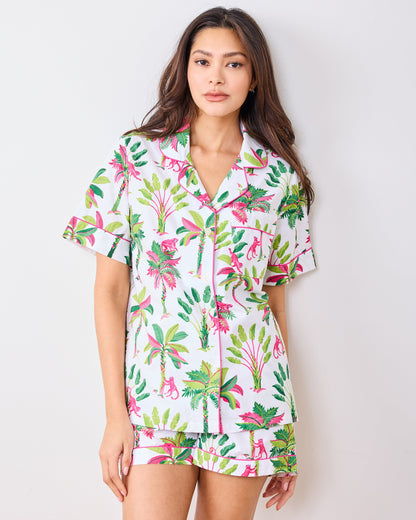 Royal Palms - Short PJ Set - Pink Basil