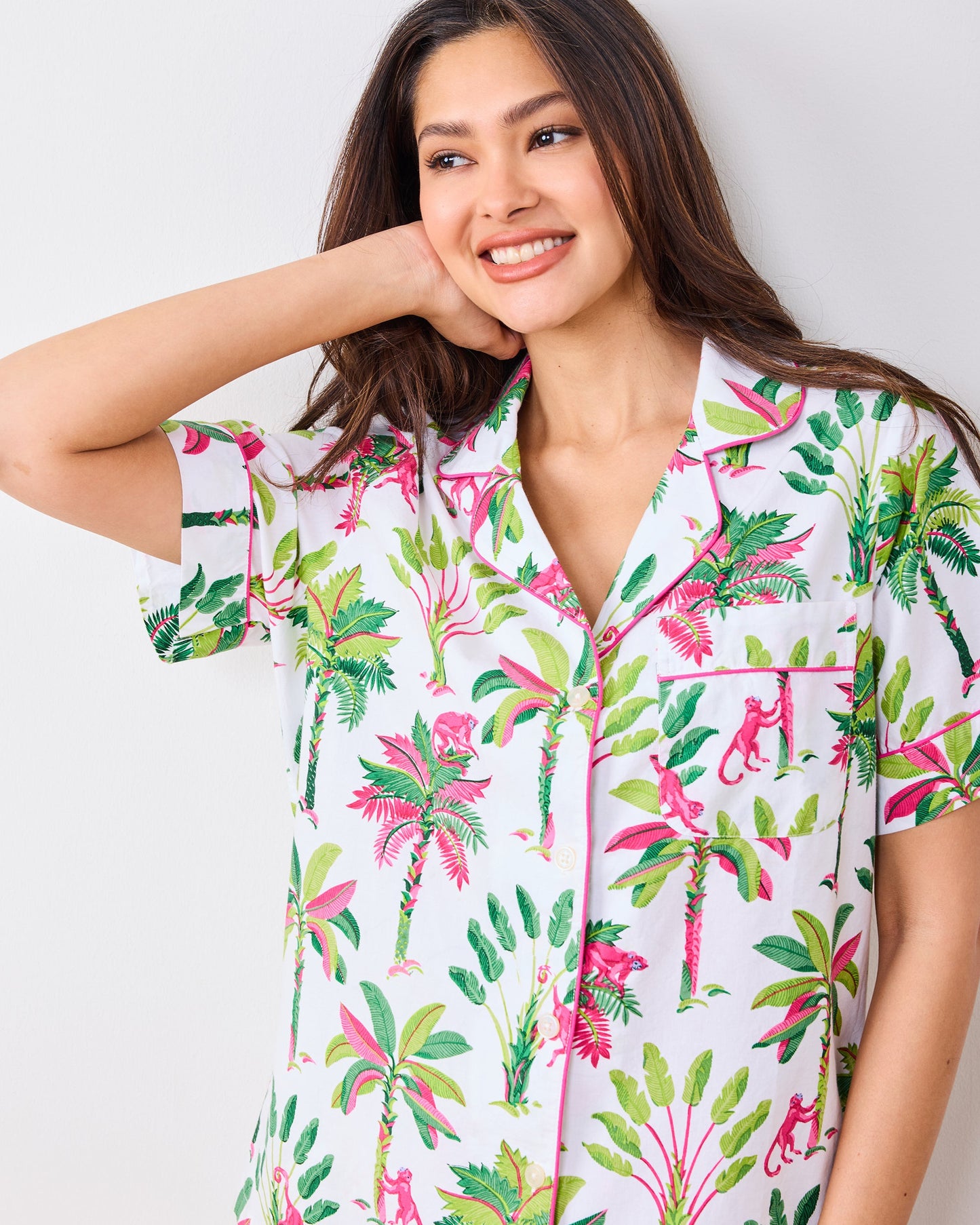 Royal Palms - Short PJ Set - Pink Basil