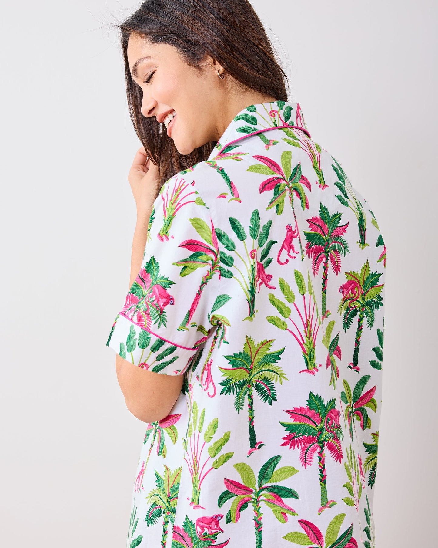 Royal Palms - Short PJ Set - Pink Basil