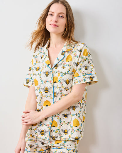 Sweet Bee - Petite Short PJ Set - Cream