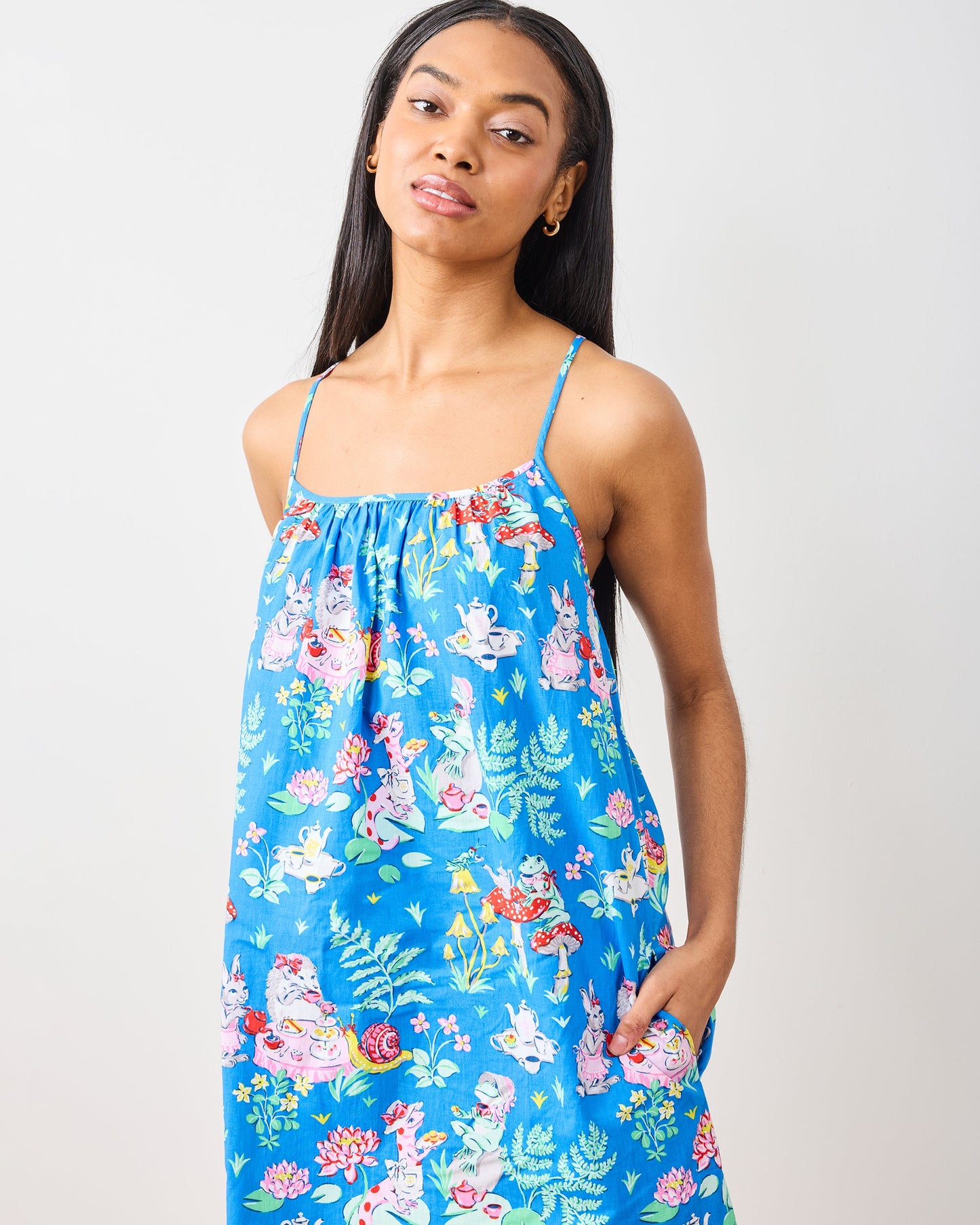 Tea Party - Cami Nightgown - Soft Cobalt