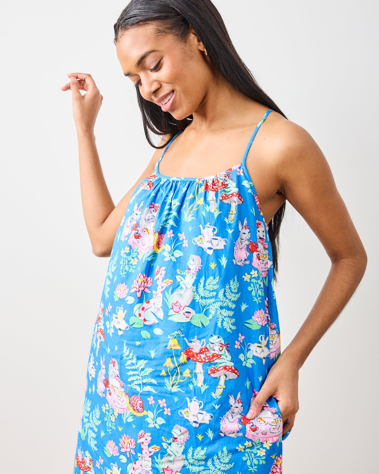 Tea Party - Cami Nightgown - Soft Cobalt