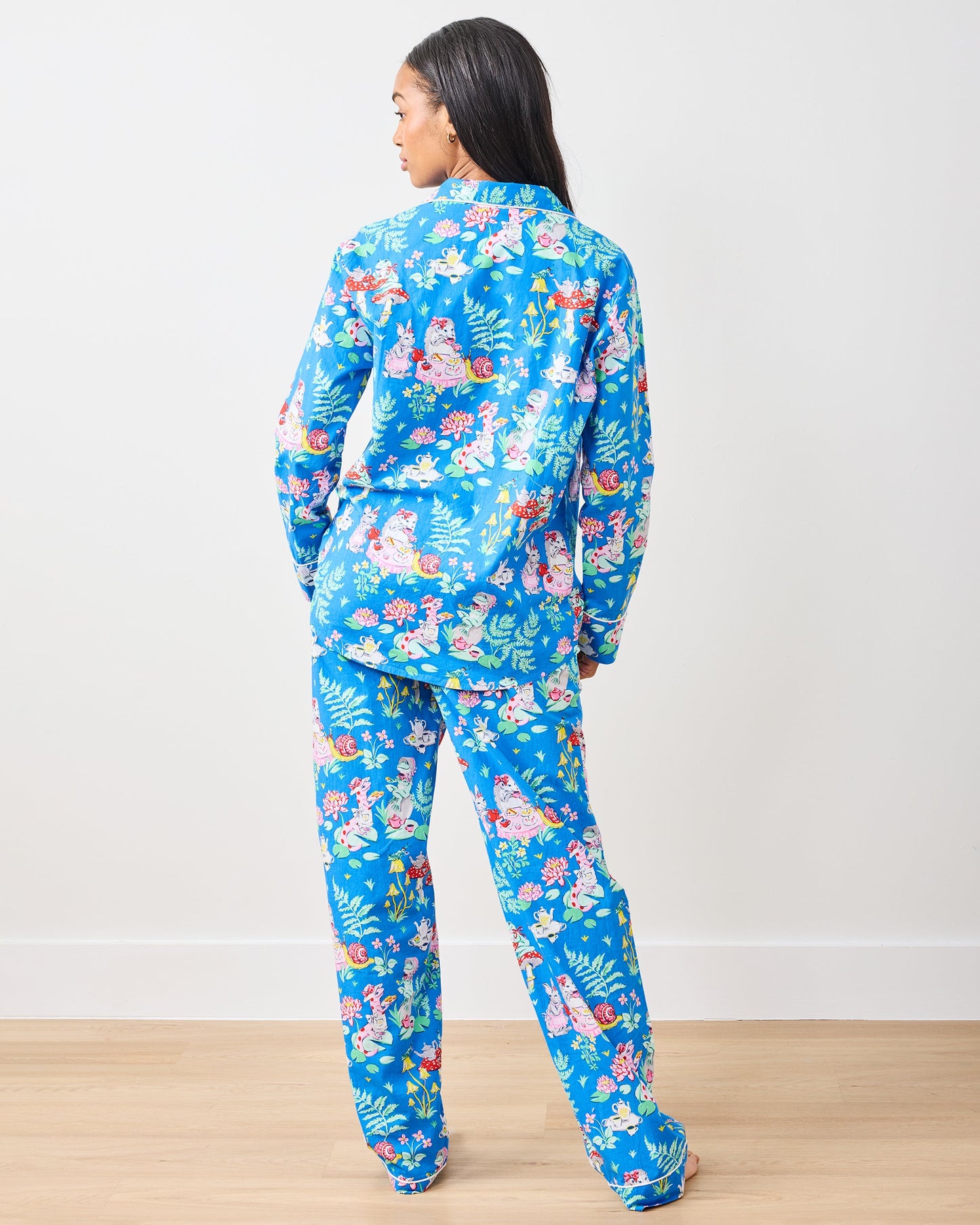 Tea Party - Long PJ Set - Soft Cobalt