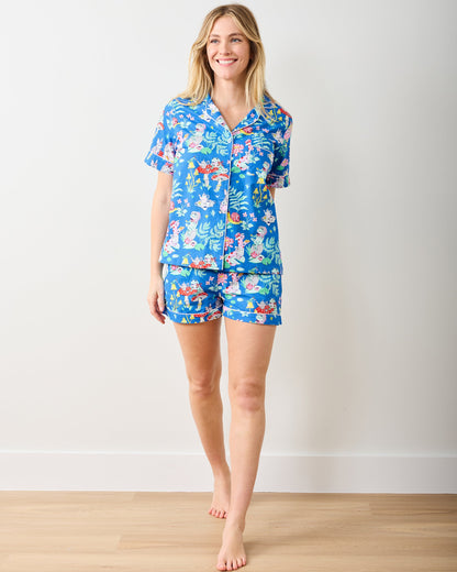 Tea Party - Short PJ Set -  Soft Cobalt