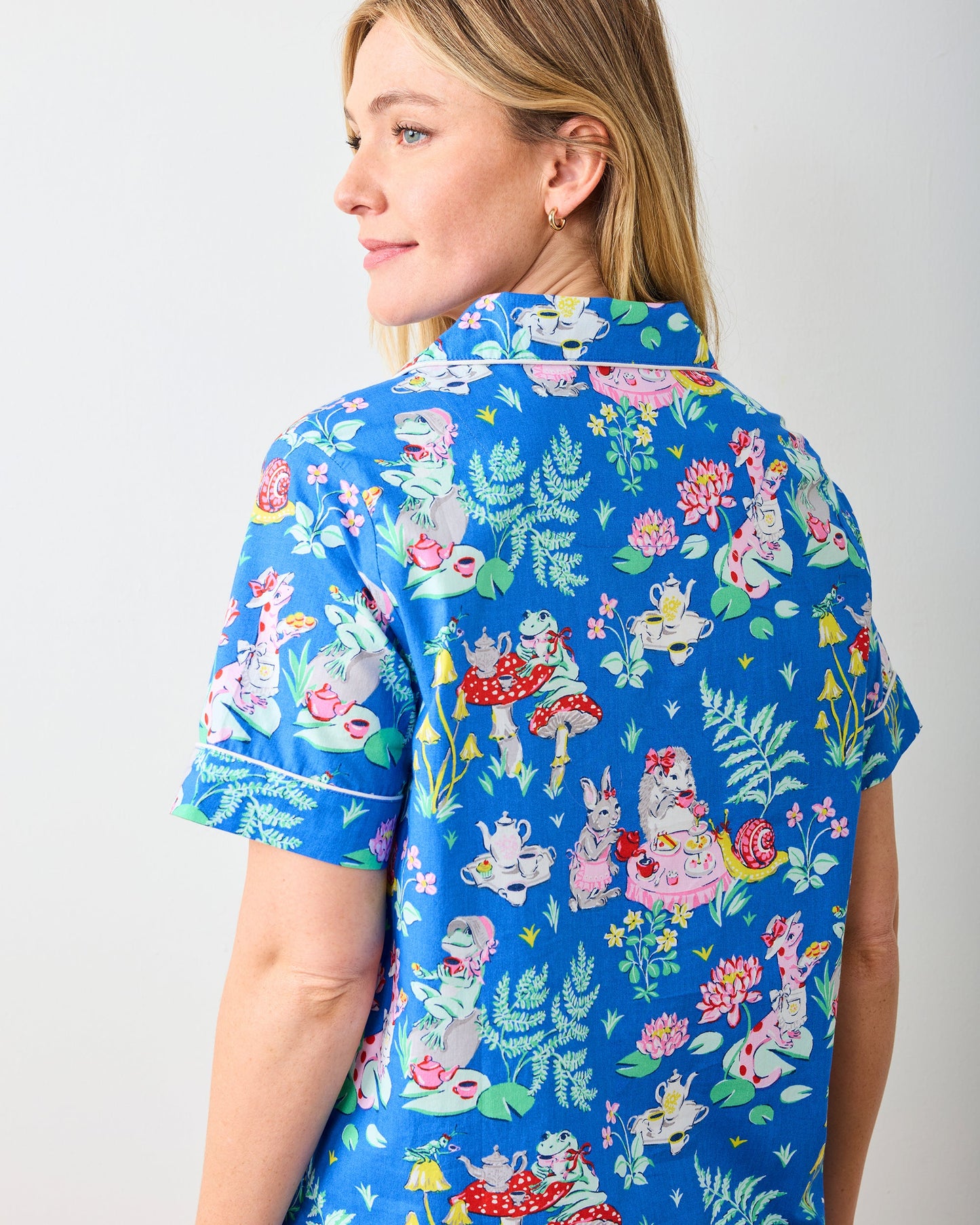 Tea Party - Short PJ Set -  Soft Cobalt