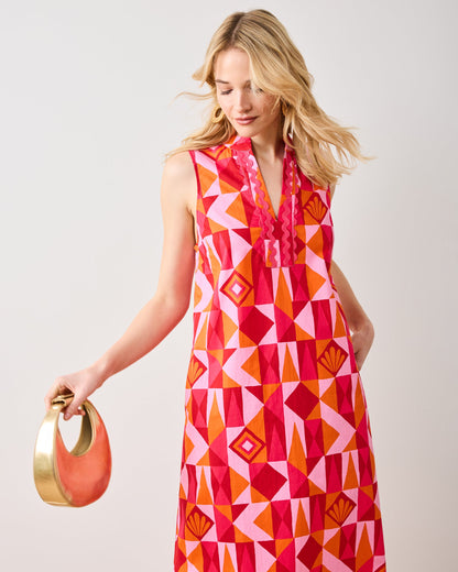 Underwater Mosaic - Ocean View Long Tunic Dress - Pink Crush