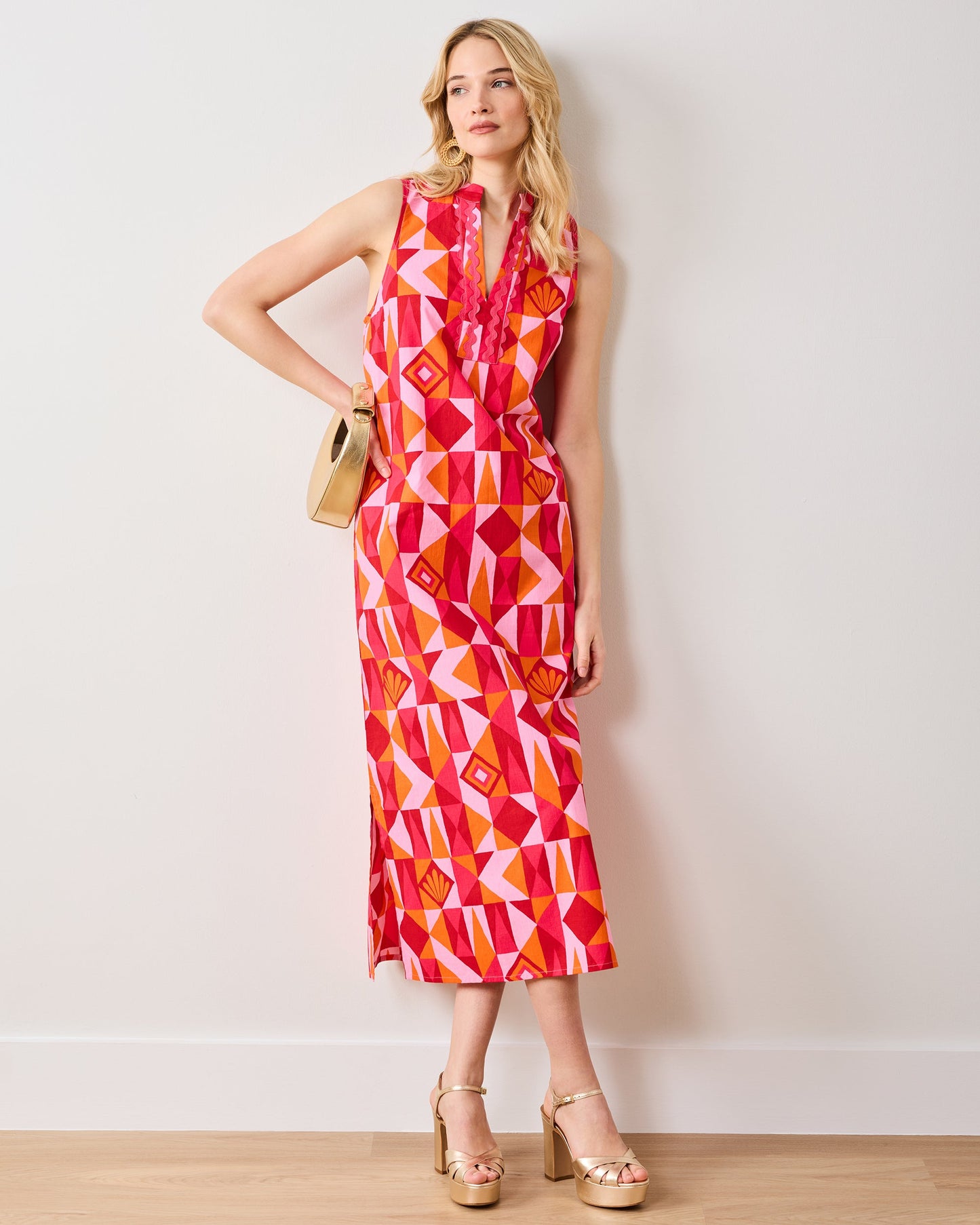 Underwater Mosaic - Ocean View Long Tunic Dress - Pink Crush