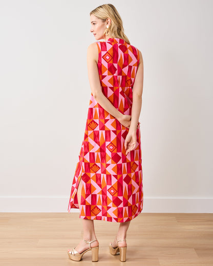 Underwater Mosaic - Ocean View Long Tunic Dress - Pink Crush