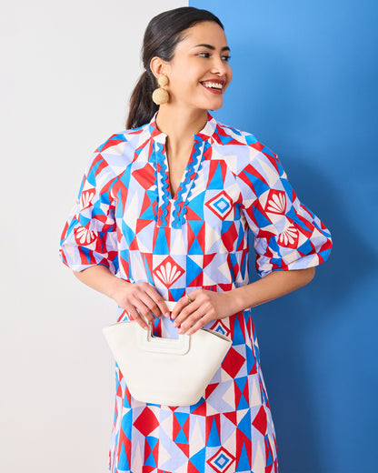 Underwater Mosaic - Isabella Dress - Retro Red