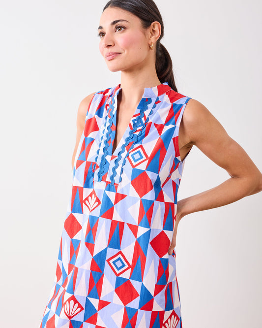 Underwater Mosaic - Ocean View Long Tunic Dress - Retro Red