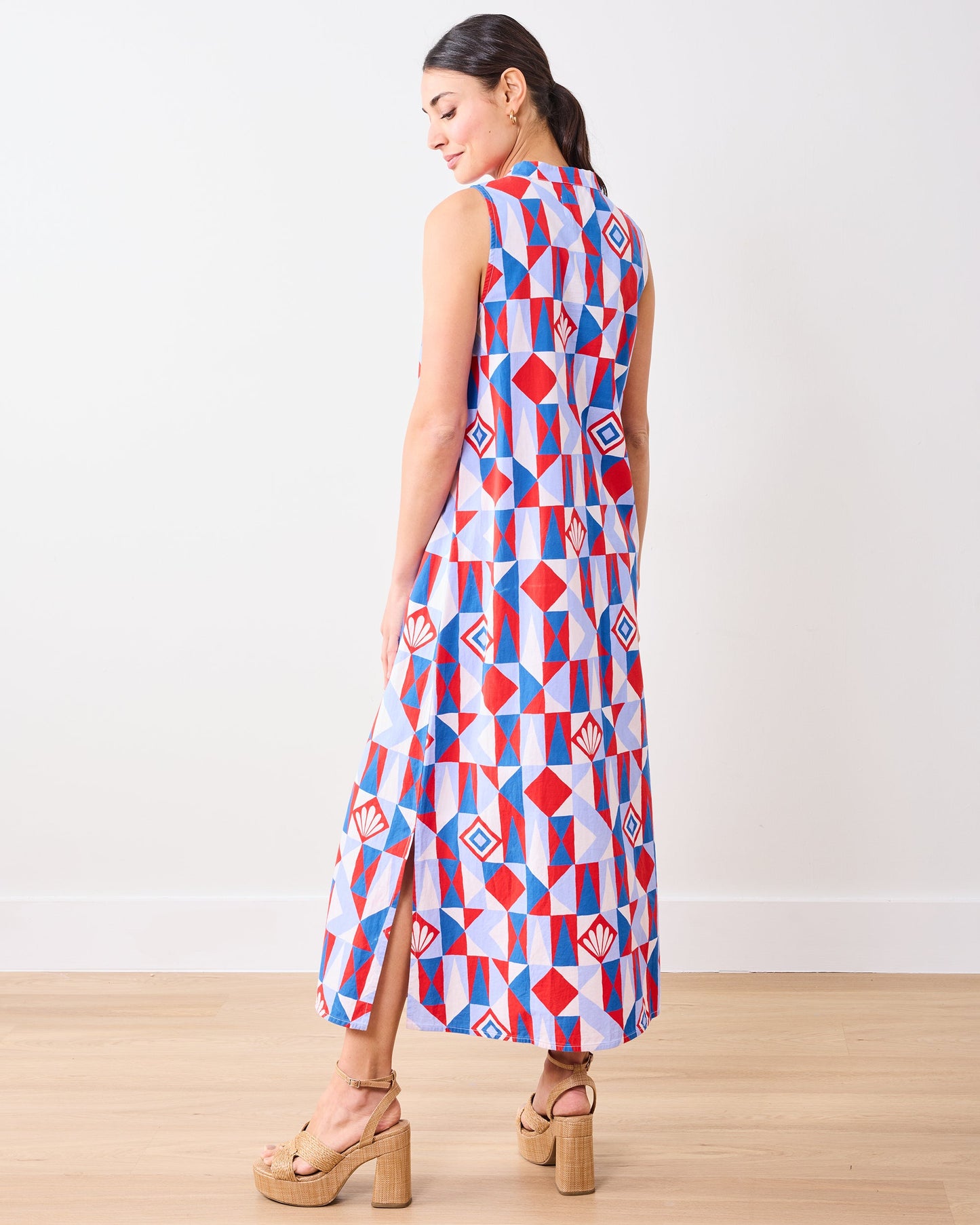 Underwater Mosaic - Ocean View Long Tunic Dress - Retro Red