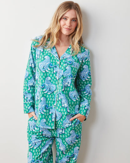 Tiger Queen - Petite Lightweight Flannel Long PJ Set - Jade