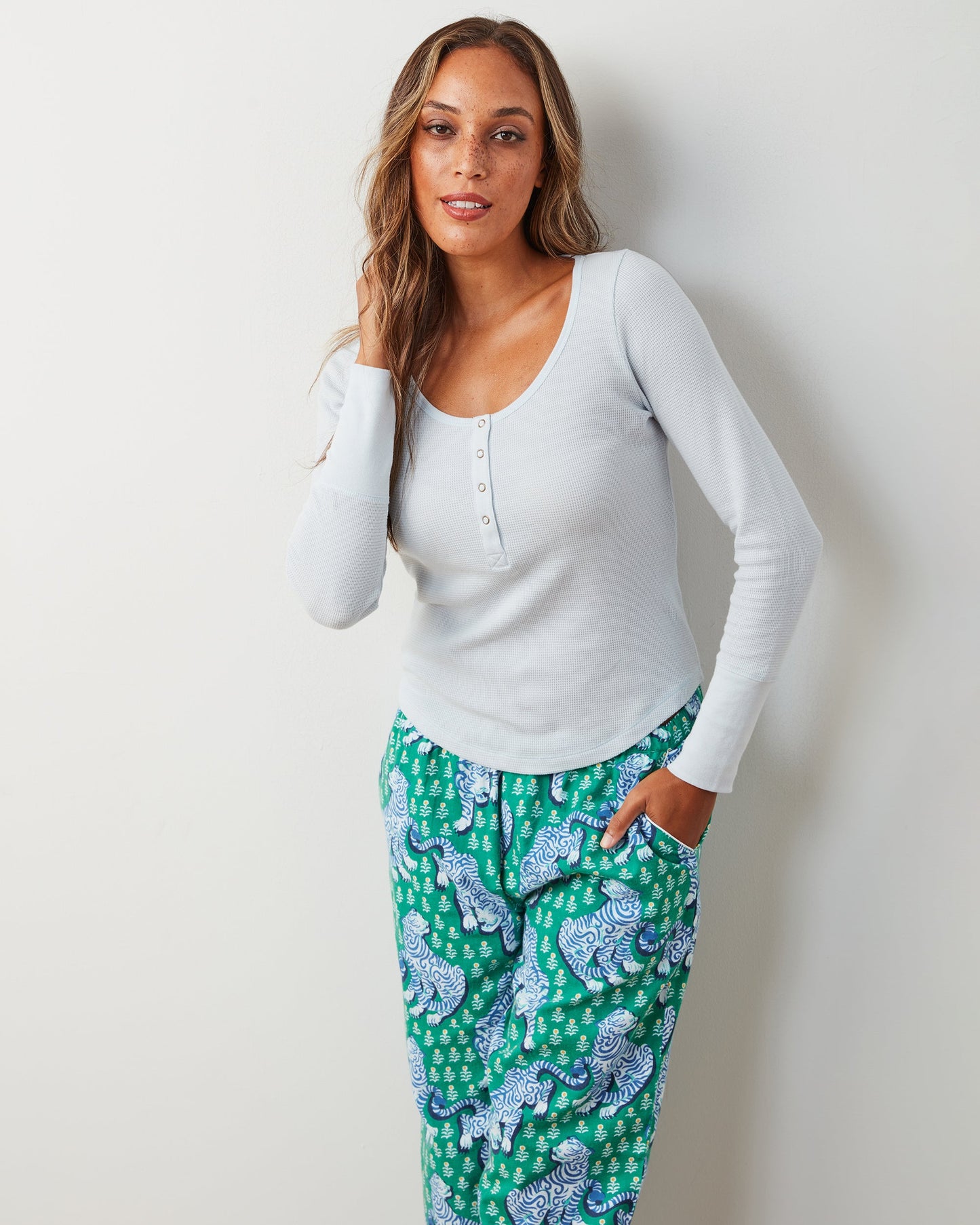 Tiger Queen - Petite Lightweight Flannel PJ Pants - Jade