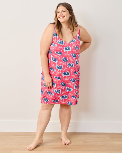 Ostrich Dance - Eco Satin Robe & Chic To Sleep Shortie - Fancy Pink