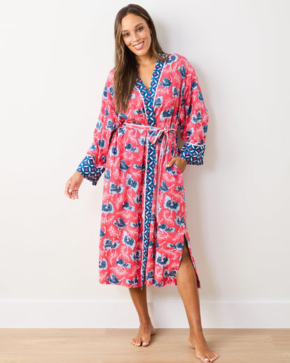 Ostrich Dance - Eco Satin Robe & Chic To Sleep Shortie - Fancy Pink