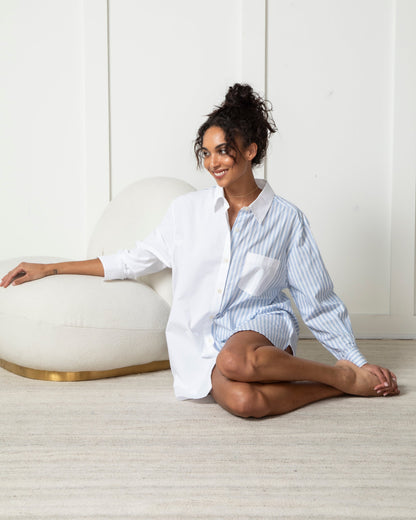 Weekend Stripes - Everyday Button Down - Blue Skies