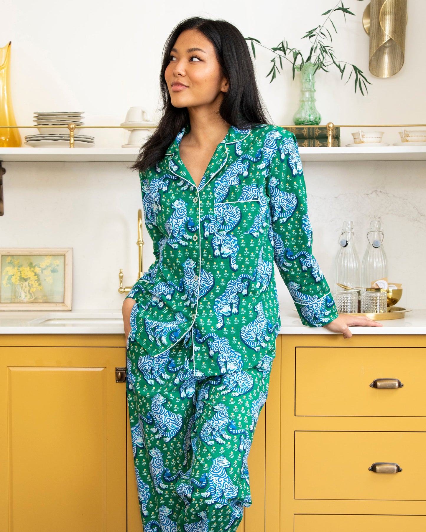 Tiger Queen - Tall Long PJ Set - Jade