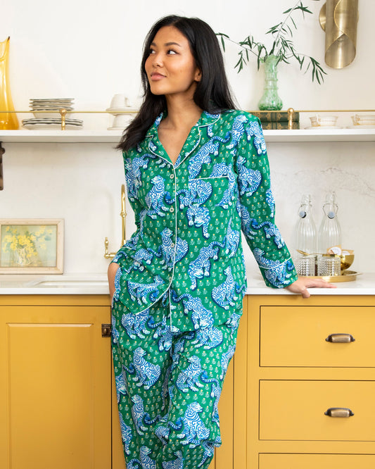 Tiger Queen - Petite Long PJ Set - Jade
