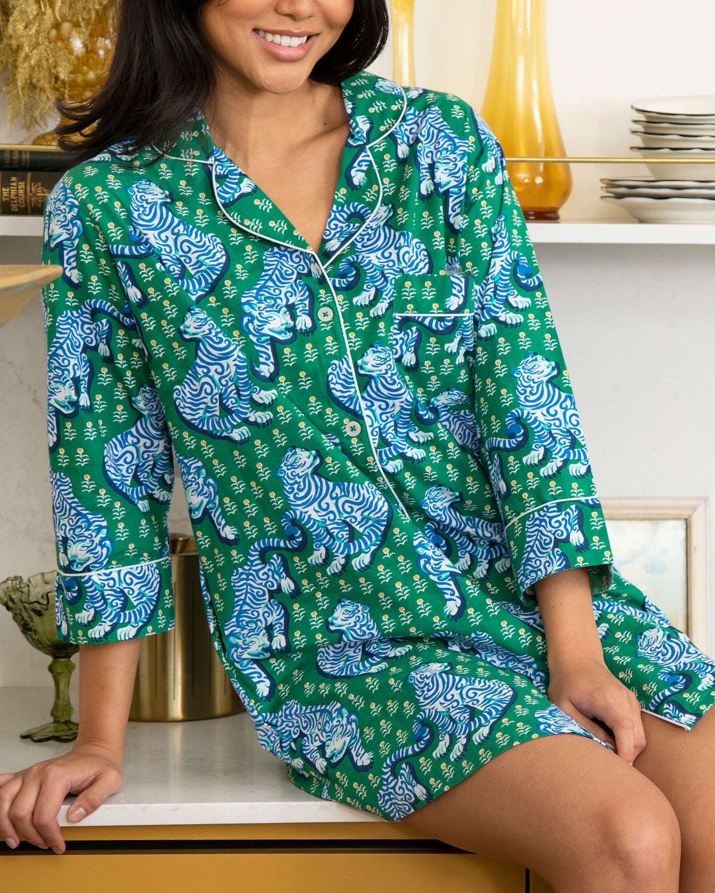 Tiger Queen - Sleep Shirt - Jade