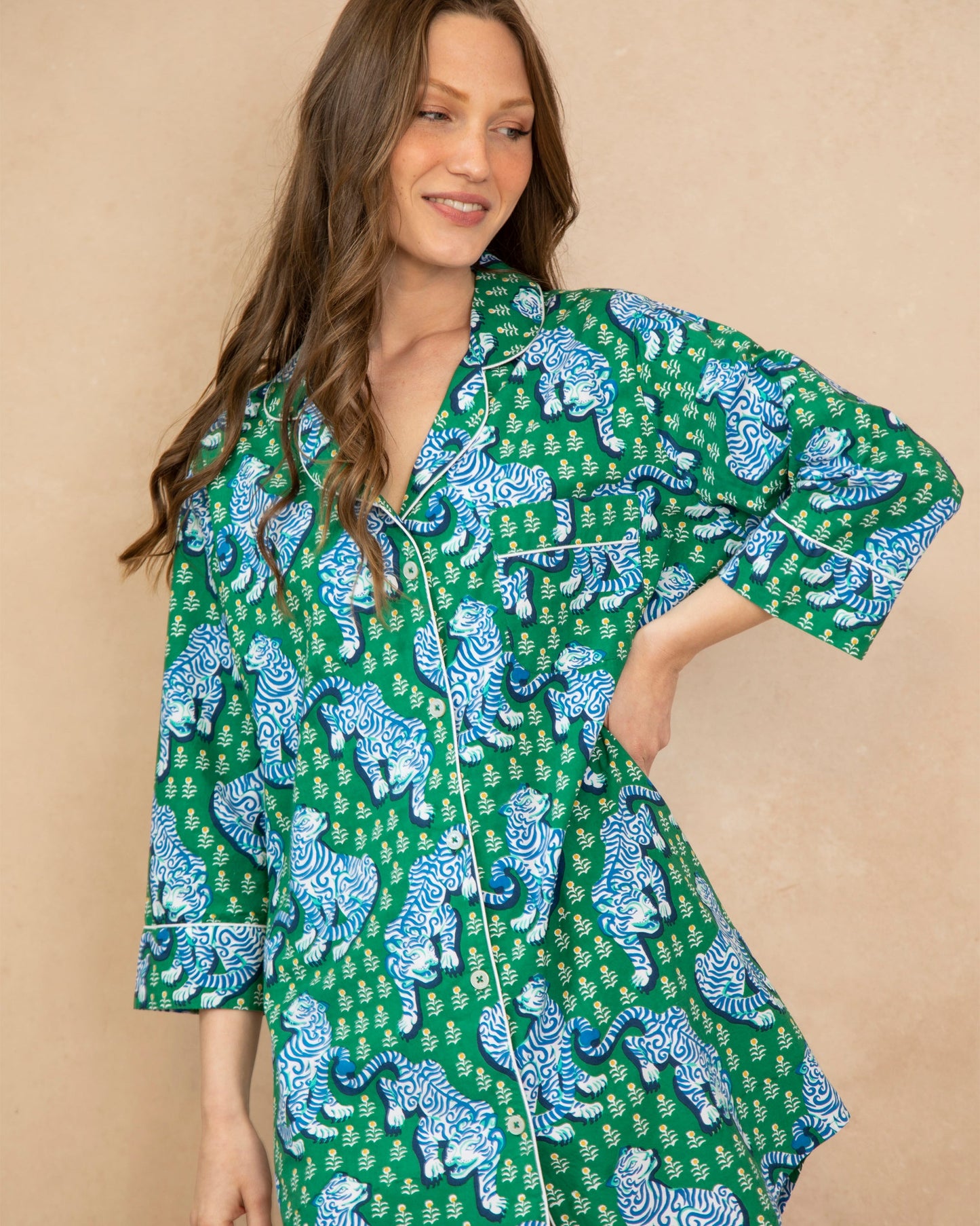 Tiger Queen - Sleep Shirt - Jade